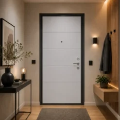 Pannello per Porta Blindata Alluminio Bianco con Incisioni 90x210 cm