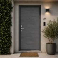 Pannello per Porta Blindata Alluminio Grigio Effetto Onde 90x210 cm