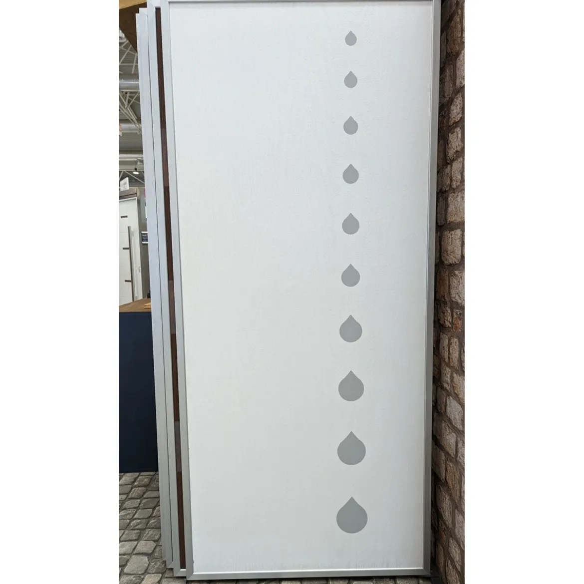 Pannello per Porta Blindata Bianco con Inserti a Goccia Grigio da Esterno