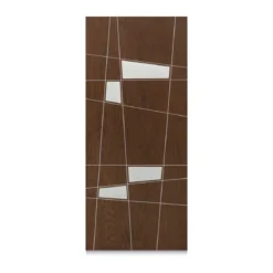 Pannello Trap per Porta Blindata Noce Pantografato con Inserti Moderni