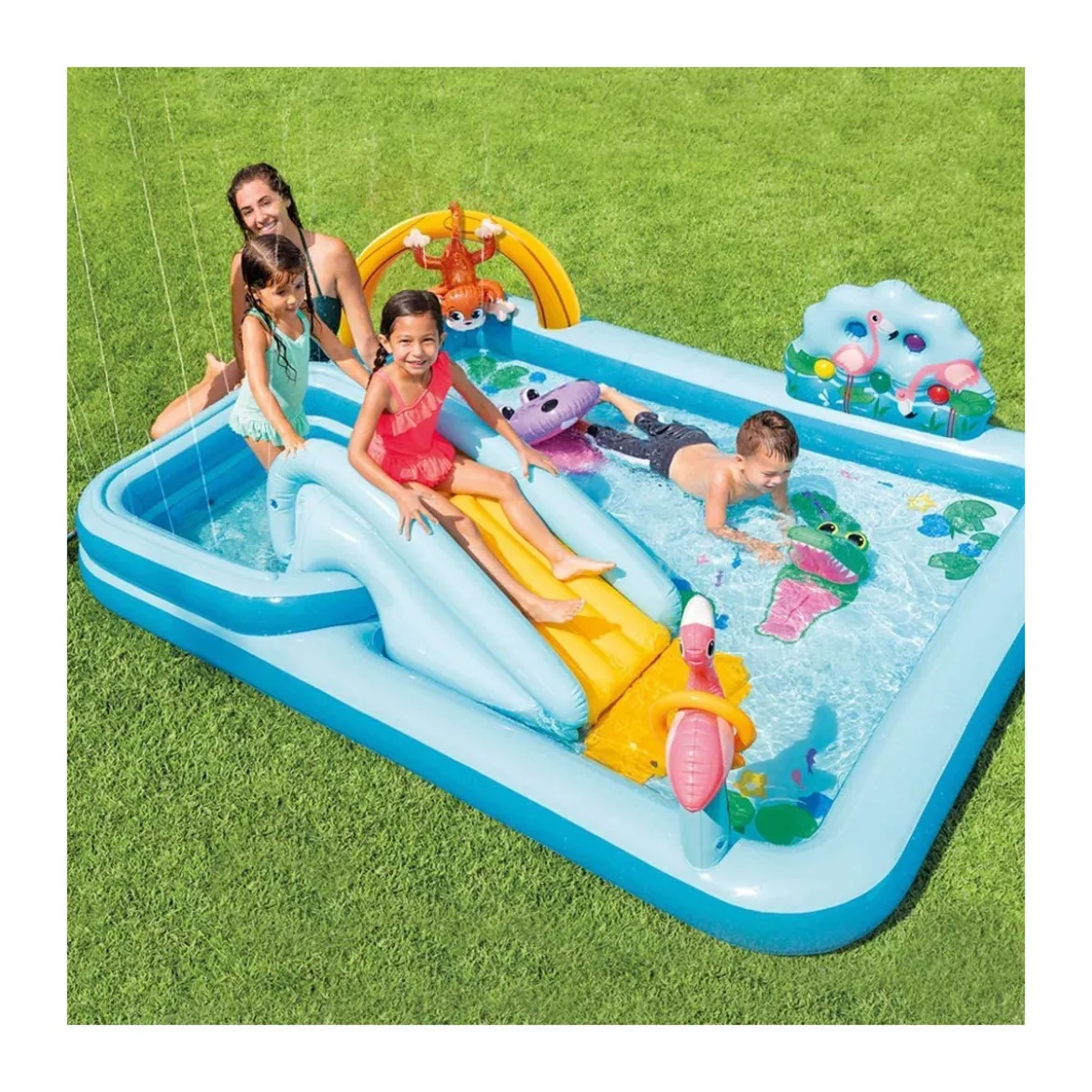 Parco Acquatico con Scivolo per Bambini Piscina Gonfiabile Giungla con Palline