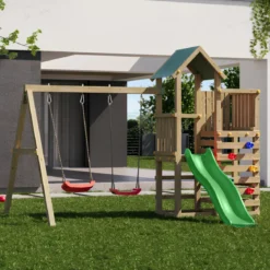 Parco Giochi Bimbi da Giardino in Legno Altalena Scivolo Picnic Tavolo