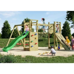 Parco Giochi Giardino per Bimbi Ponte Altalena Scivolo Arrampicata Legno