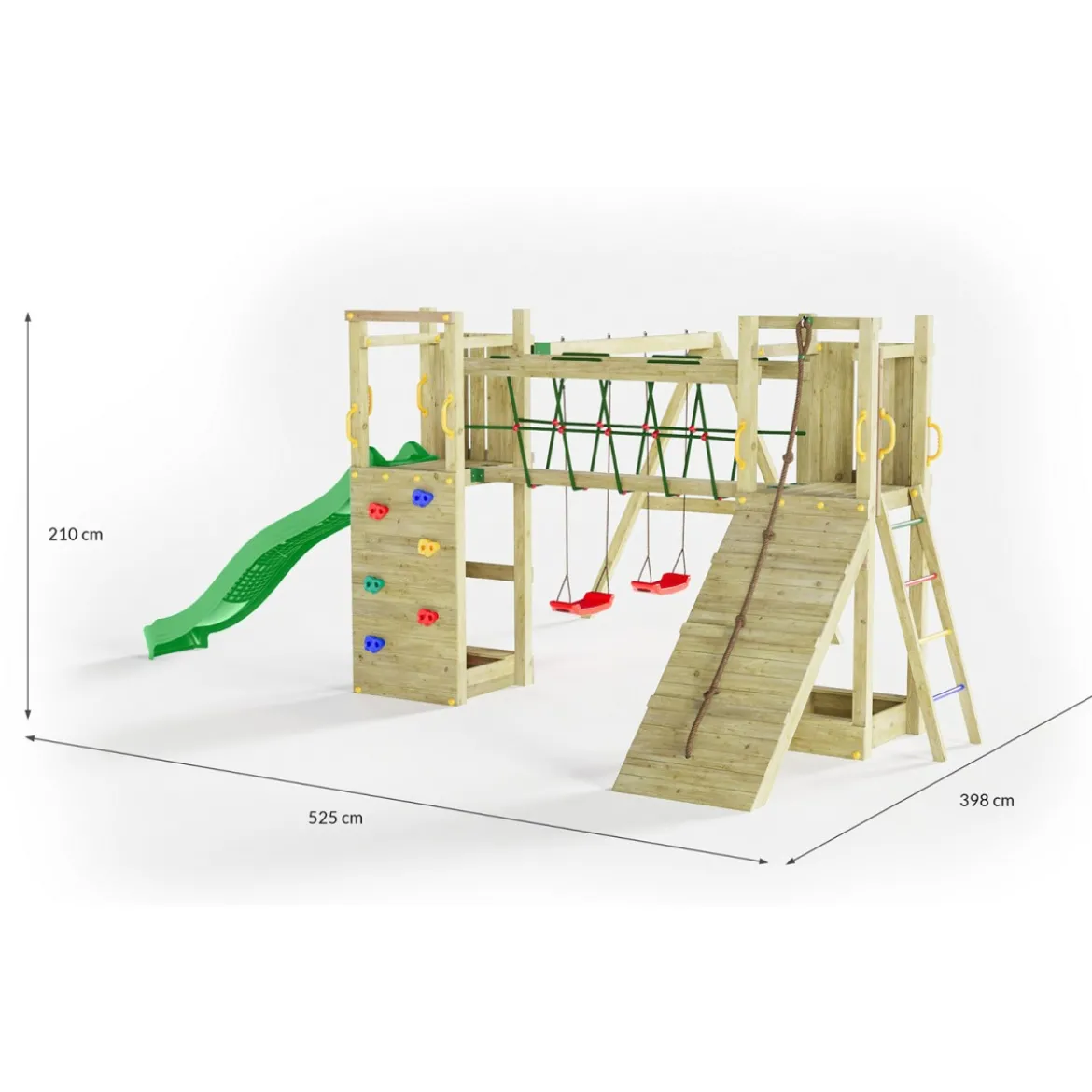 Parco Giochi Giardino per Bimbi Ponte Altalena Scivolo Arrampicata Legno