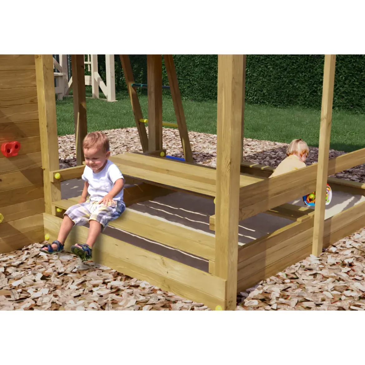 Parco Giochi in Legno Casetta Piattaforme Scivolo Altalena Sabbiera