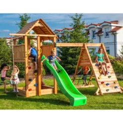 Parco Giochi in Legno Scivolo Sabbiera Corda Arrampicata 560x445x305 cm