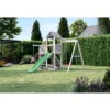 Parco Giochi in Legno Torre Scivolo Altalena Sabbiera Bianco Grigio