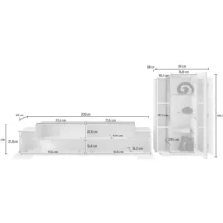 Parete Attrezzata Soggiorno 280 cm Porta TV Vetrina Legno Beige Rovere