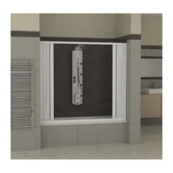 Parete Box Doccia Vasca da Bagno in PVC Nicchia a Soffietto Sopravasca un Lato