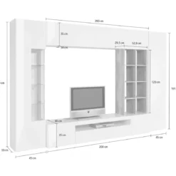 Parete da Soggiorno Mobile TV Vetrina Pensili 290 cm Ardesia Acero