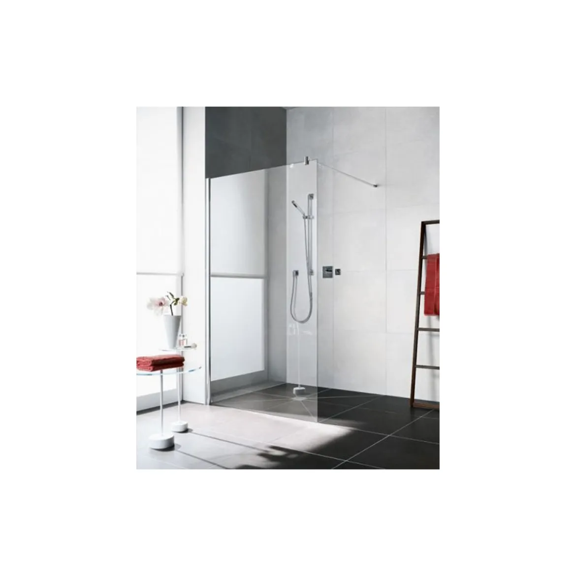Parete Doccia Fissa 8 mm Walk In 80 90 100 110 120 Box Lato Anta Cristallo Vetro