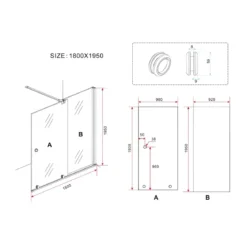 Parete Doccia Walk In 8 mm 100 120 140 160 180 Box Anta Scorrevole