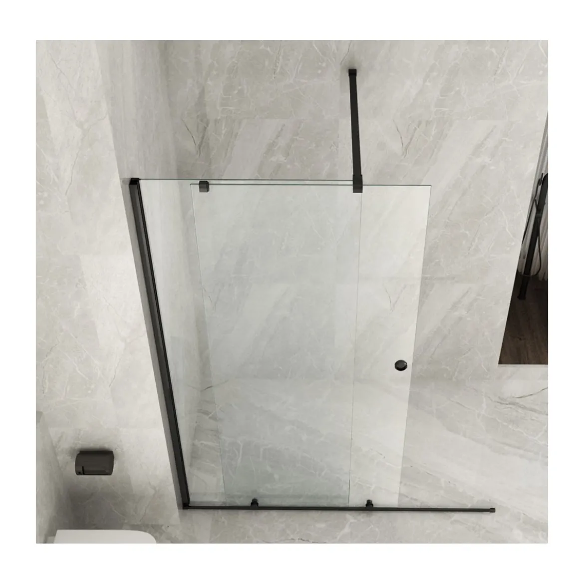 Parete Doccia Walk In Scorrevole 100 120 140 160 180 Box 8mm Profili Neri