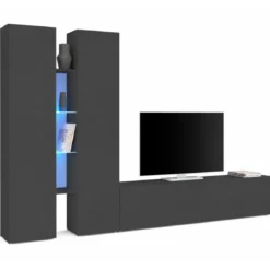 Parete Soggiorno Attrezzata Antracite Opaco Moderno 280x30x180 cm