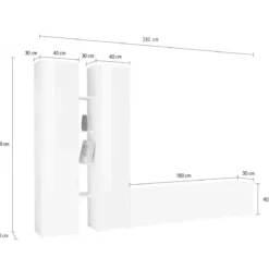 Parete Soggiorno Attrezzata Antracite Opaco Moderno 280x30x180 cm