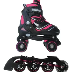 Pattini Bambini 2 in 1 S 30-33 Trasformabili a Rotelle in Linea Fucsia