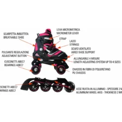 Pattini Bambini 2 in 1 S 30-33 Trasformabili a Rotelle in Linea Fucsia