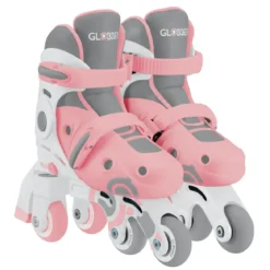 Pattini Bambini Regolabili 2 in 1 Rosa Taglia 30-33 Inline e Learning