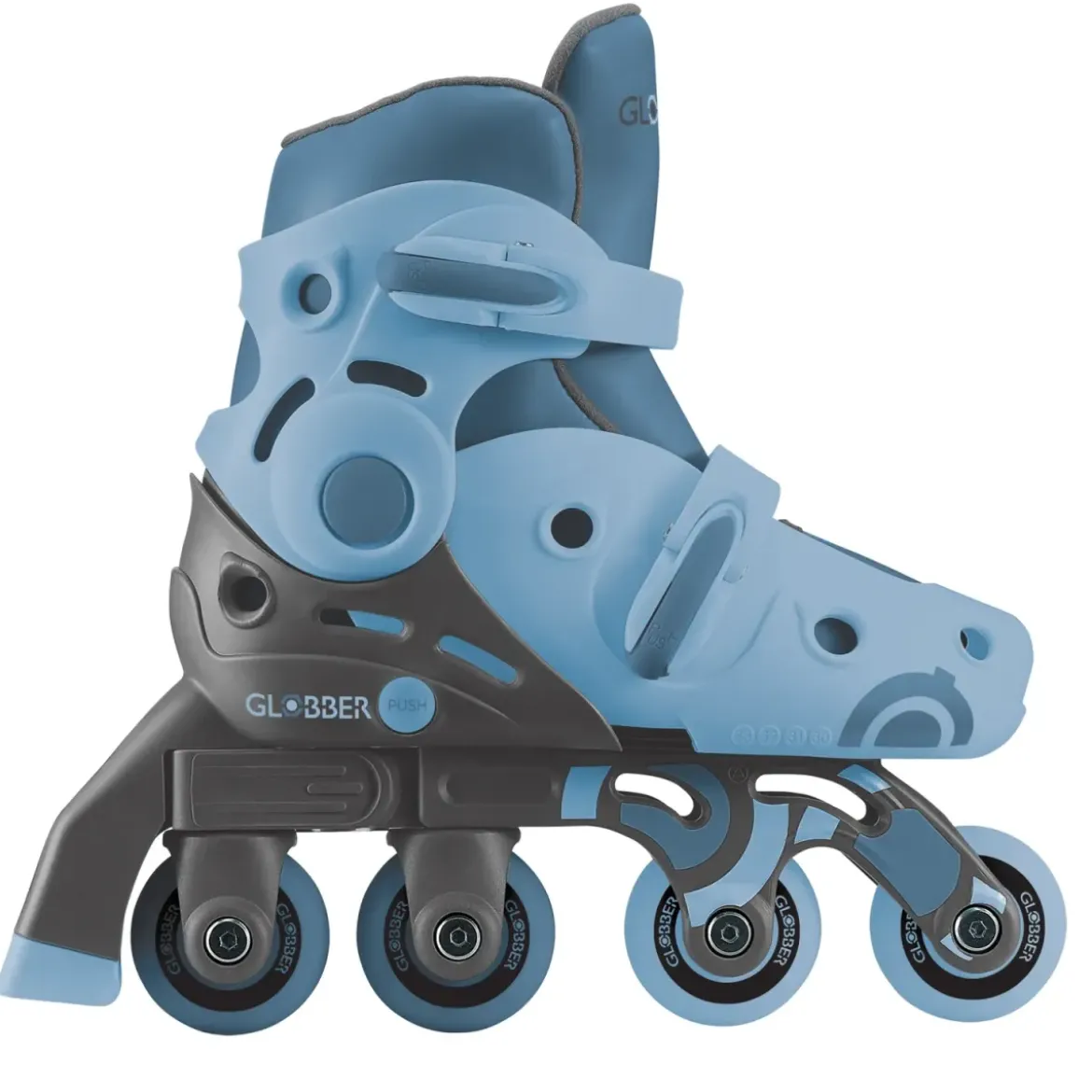 Pattini Bambini Regolabili 2 in 1 Celeste Taglia 30-33 Inline Learning