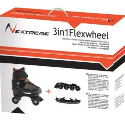 Pattini 3 in 1 a Rotelle in Linea da Ghiaccio Regolabili 38-41 Arancio