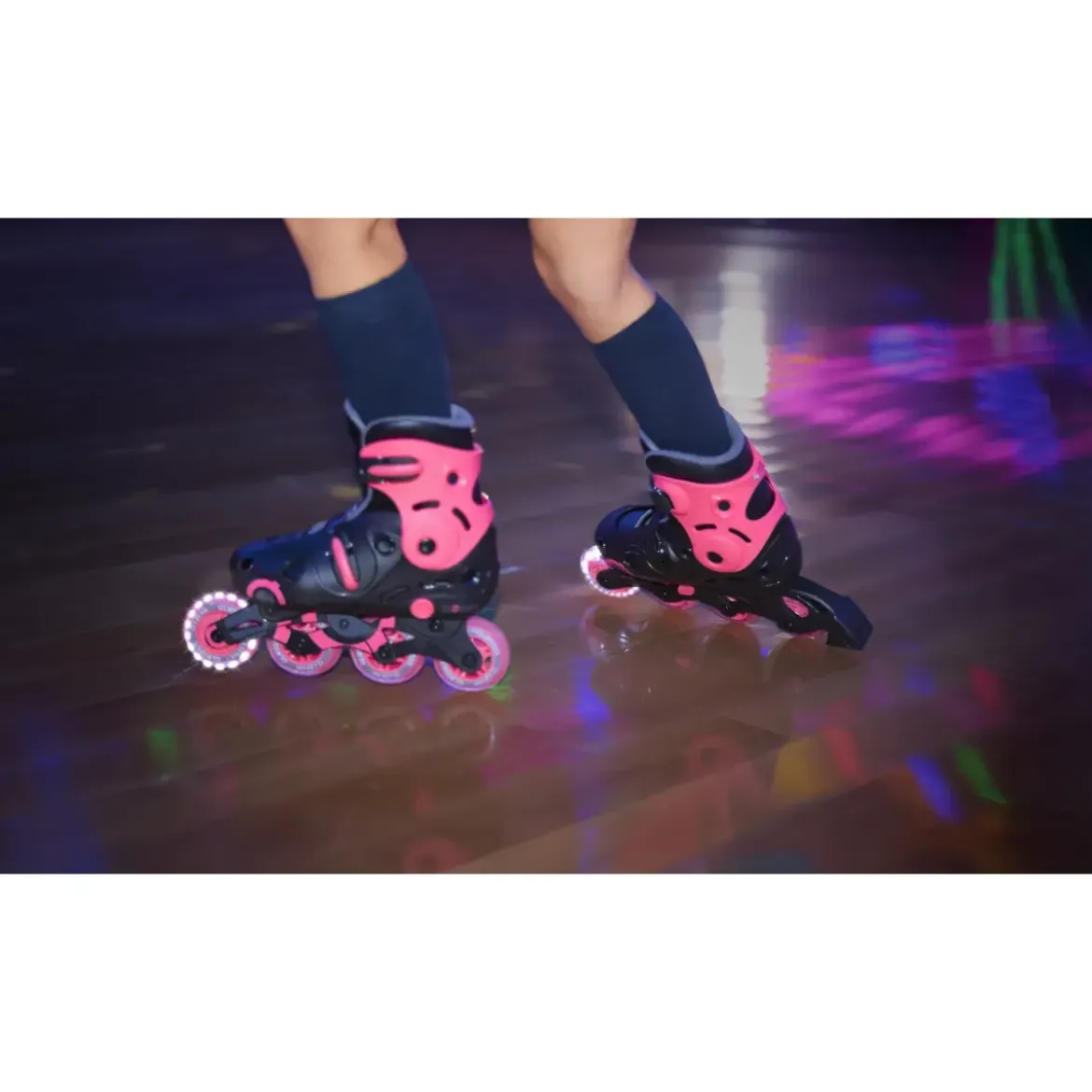 Pattini in Linea per Bambini Taglia 34-37 LED Freno Posteriore Rosa