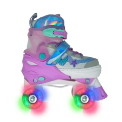 Pattini per Bambini Quad Mermaid Regolabili 34-37 4 Ruote LED Luminose