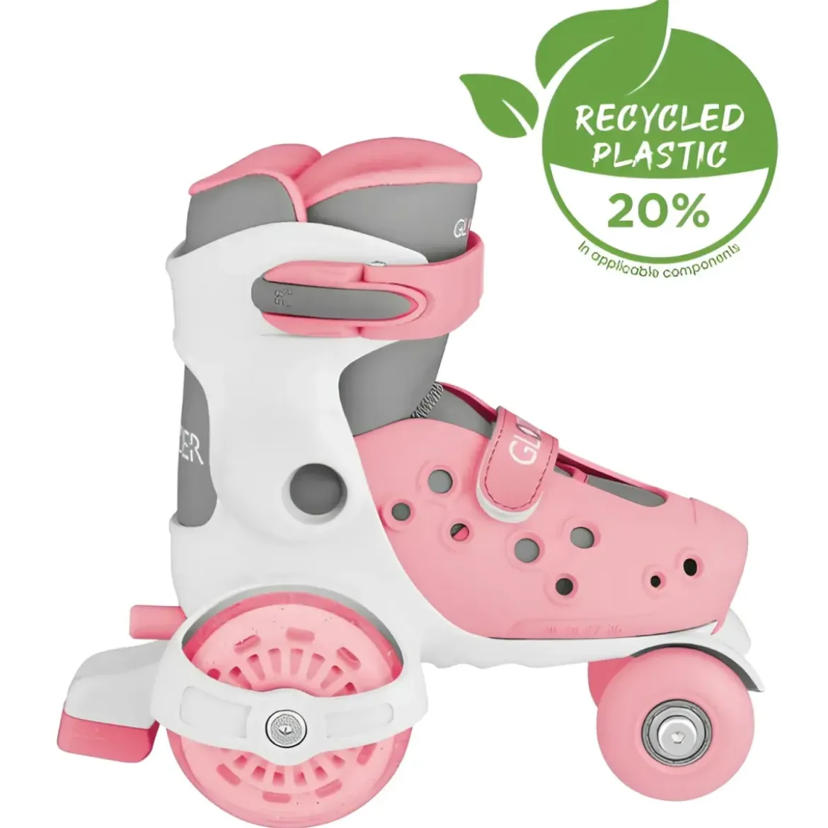 Pattini per Bambini 4 Ruote Regolabili Rosa Pastello Taglia 26-29