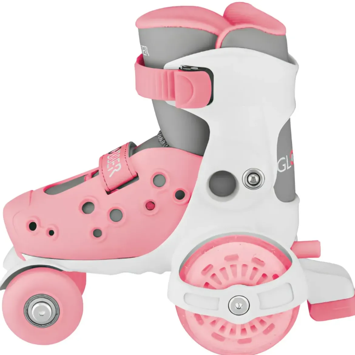 Pattini per Bambini 4 Ruote Regolabili Rosa Pastello Taglia 26-29