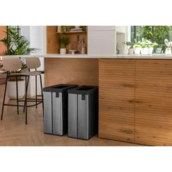 Pattumiera Keter 54L Grigio Perlato Differenziata Materiale Riciclato