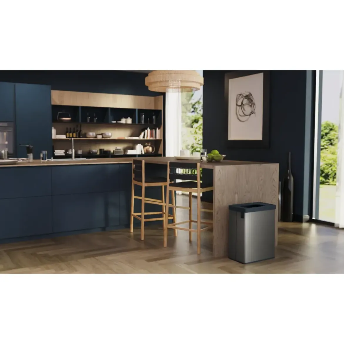 Pattumiera Keter 54L Grigio Perlato Differenziata Materiale Riciclato