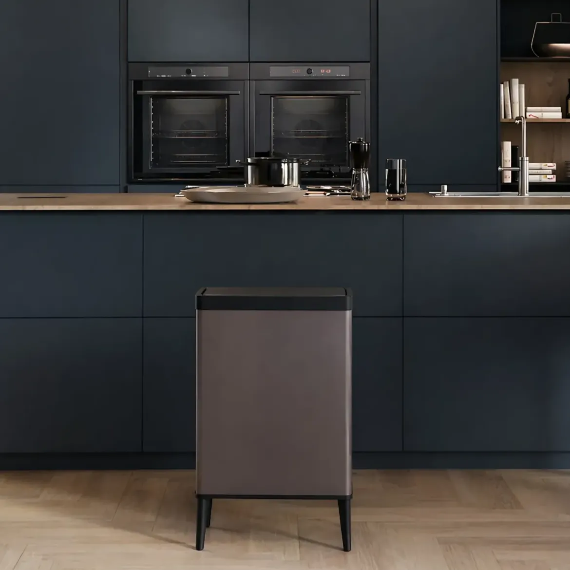 Pattumiera Keter 54L Rosa Perlato Apertura Push per Cucina con Gambe