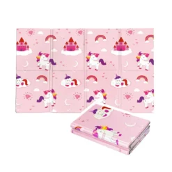 Pavimento Antitrauma Unicorno 120x90 Pieghevole Tappeto per Bambini