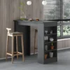Penisola Cucina Alta 117x54 Tavolo Snack Antracite Ripiani Salvaspazio