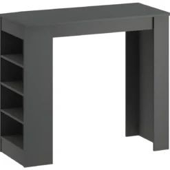 Penisola Cucina Alta 117x54 Tavolo Snack Antracite Ripiani Salvaspazio