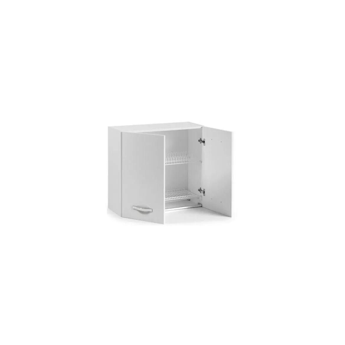 Pensile per Cucina Componibile Scolapiatti 80 cm Larghezza Legno Bianco Larice