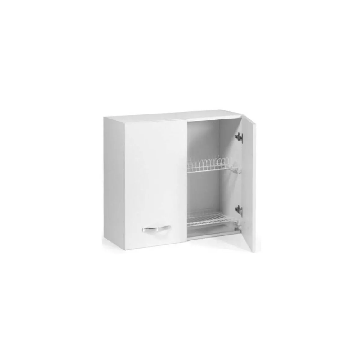 Pensile per Cucina Componibile Scolapiatti 80 cm Larghezza Legno Bianco Larice