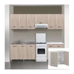 Pensile Scolapiatti per Cucina Componibile 80 Larghezza in Legno Olmo