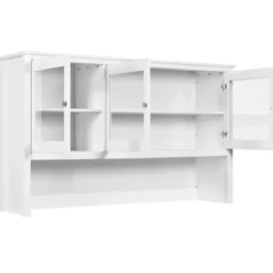 Pensile Vetrina Soggiorno Bianco Laccato 3 Ante in Vetro Legno MDF