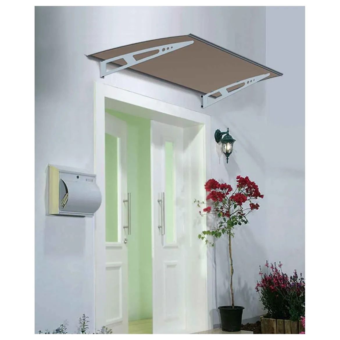 Pensilina in Alluminio 200x100 Policarbonato Fume Tettoia Porte Esterne Balconi