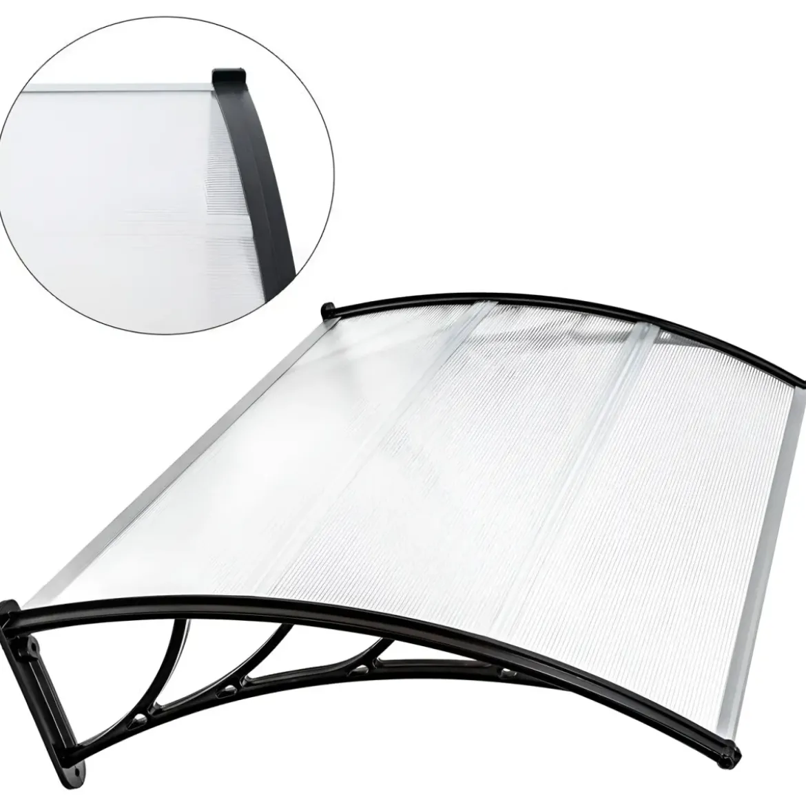 Pensilina in Policarbonato Trasparente 105x80 cm Tettoia Modulare
