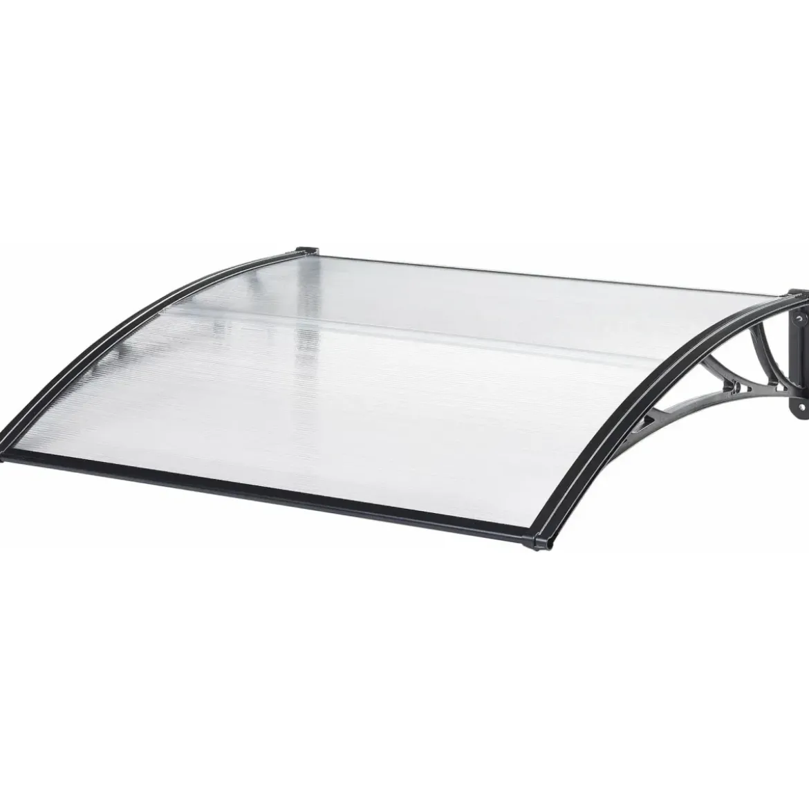 Pensilina Policarbonato Alveolare Trasparente 120x100 cm Supporti ABS