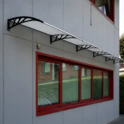 Pensilina Policarbonato Alveolare Trasparente 150x100 cm Supporti ABS