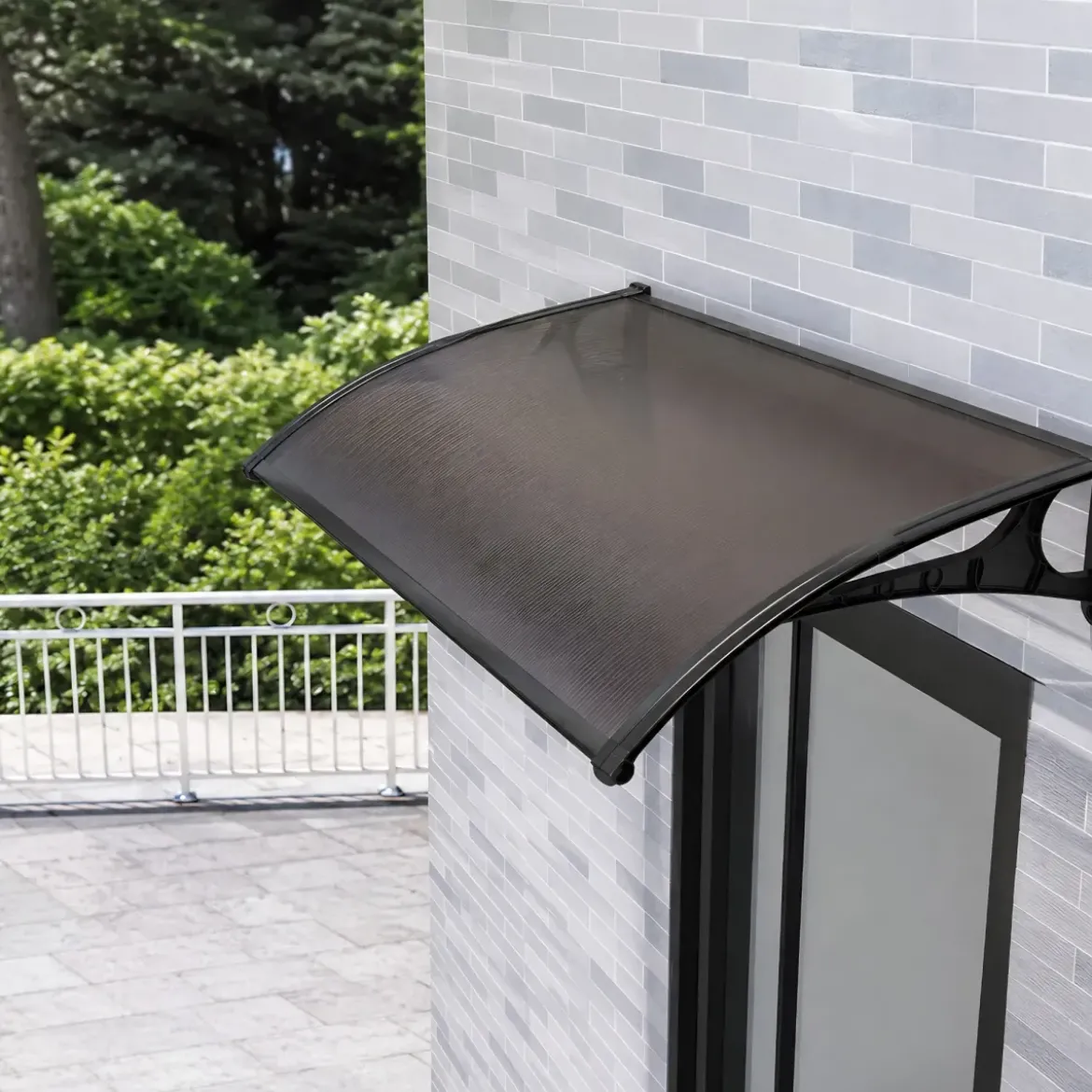 Pensilina Policarbonato Alveolare Fumè 120x80 cm con Supporti ABS