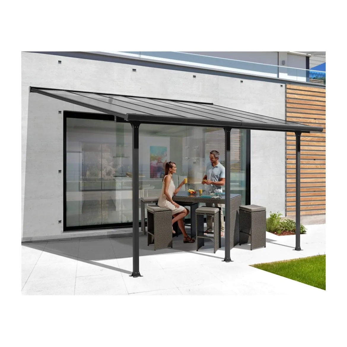 Pergola Addossata 4x3 in Alluminio Gazebo da Giardino Terrazzo