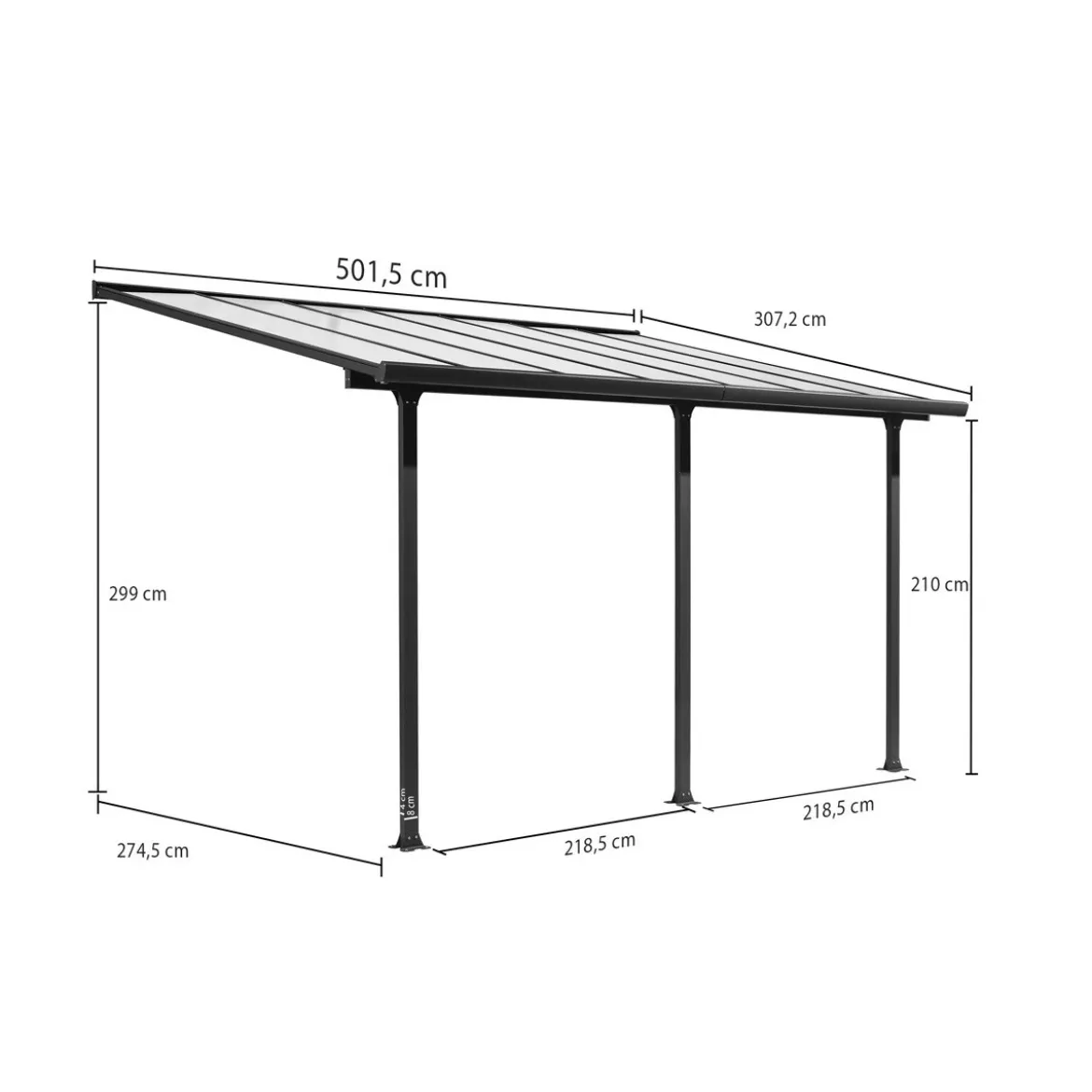 Pergola Addossata 5x3 in Alluminio Gazebo da Giardino Terrazzo Pergolato