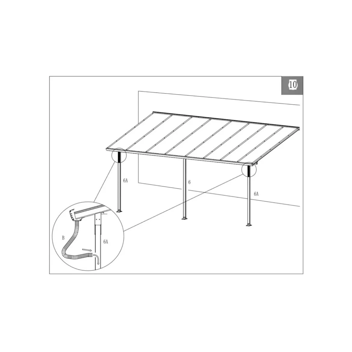 Pergola Addossata 5x3 in Alluminio Gazebo da Giardino Terrazzo Pergolato