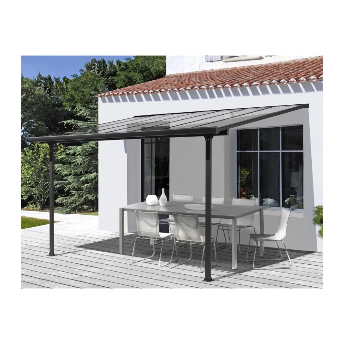 Pergola Addossata 3x3 in Alluminio Gazebo da Giardino Terrazzo Pergolato