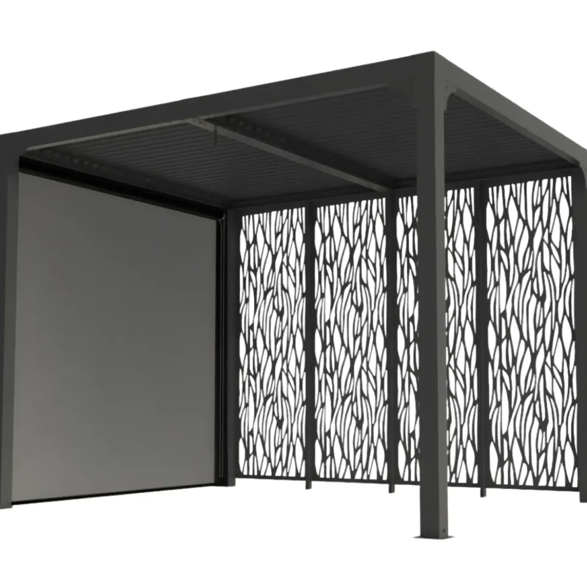 Pergola Bioclimatica Alluminio con Tenda Pannelli Privacy 240x300 cm