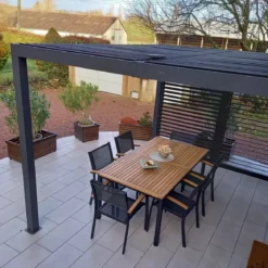 Pergola Bioclimatica Autoportante Alluminio 360x300 cm Lamelle Laterali