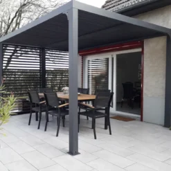 Pergola Bioclimatica Autoportante Alluminio 360x300 cm Lamelle Laterali